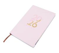 Abaodam 2026 A5 Pink Soft Leather Daily Planner Notebook, One Page Per Day Schedule Planner for Work and Personal Use, Business Organizer with Weekly and Monthly Layout