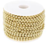 Abaodam 20m Gold Plated Bead Chain 4mm Decorative Beads Strand for DIY Craft Jewelry Making, Pendant String for Necklace and Floral Ornamentation