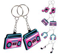 Abaodam 20pcs Assorted Color Music Style Key Chain Set Featuring Microphone Keyring and Pvc Key Charm, for Music Themed Party Favors and Daily Wear with Unique Handbag Pendant Charm