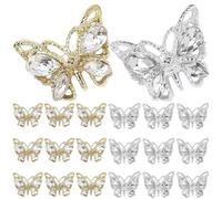 Abaodam 20pcs Butterfly Nail Charms Nail Decorations Adorned with Rhinestones Alloy Material Easy to Apply for Home and Professional Manicure Shop Use