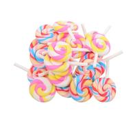Abaodam 20pcs Colorful Resin Lollipop Decorations Rainbow Swirl Design, Creative and Vivid Miniature Candy Embellishments for Holiday and Making, Lightweight and Sturdy