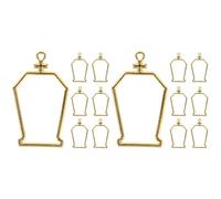 Abaodam 20pcs Hollow Metal Bezels for Resin Jewelry Making Open Back Coffin Frame Pendant Earring DIY Craft Supplies