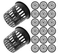 Abaodam 20pcs Hydroponic Plant Basket Germination Net Cups 4 Inch Plastic Black Plant Basket Hydroponics Use