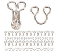 Abaodam 20pcs Metal Sewing Hooks and Eye Closures with Rhinestones, Invisible Bra and Clothing Fasteners, Garment Accessories for DIY Skirt, Dress, and Pants Repairs