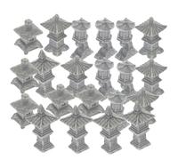 Abaodam 20pcs Mini Stone Pagoda Statue Set, Simulated Pavilion Garden Ornament, Aquarium Decor with Curved Base, Spire, Dome, and Small Tower for Micro Landscape and Bonsai Display
