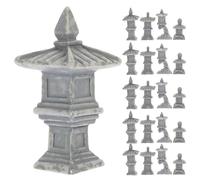 Abaodam 20pcs Miniature Stone Lantern Model Set, Resin Pagoda Garden Decorations with Curved Base, Small Pointed Dome Lanterns, Fish Tank Ornaments for Fairy Garden and Outdoor Micro