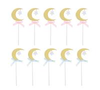 Abaodam 20Pcs Moon and Star Cake Toppers, Pink and Blue Non-Edible Birthday Cake Decorations, Cupcake Inserts for Party and Celebration