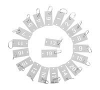 Abaodam 20pcs Stainless Steel Number Pendant Tags with Hollowed Design and Easy Adjustment, Rectangle Metal Numbered Markers Keychains for Large Warehouses and Factory Production Lines
