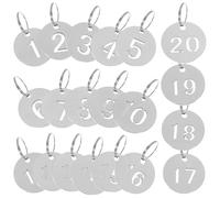 Abaodam 20pcs Stainless Steel Number Tags with Key Rings, Hollowed Round Numbered Keychain Labels 1-20, Sturdy Numbered Id Tags for Travel and Locker Identification