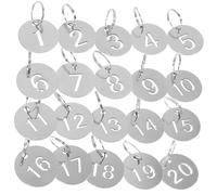 Abaodam 20pcs Stainless Steel Round Numbered Tags Key Identification Labels Key Classification Markers for Workshop Office Hotel Luggage Organization