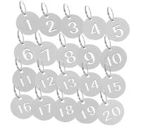 Abaodam 20pcs Stainless Steel Round Numbered Tags Key Identifier Labels for Hotel Locker Luggage Key Tags for Home and Office Organization
