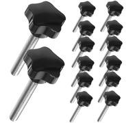 Abaodam 20pcs Star Knurled Thumb Screw Bolts M10x70 Black Stainless Steel Plastic Hand Grip Knobs Insulating Material for Machinery Clamping and Accessories