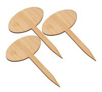 Abaodam 20pcs Thick Bamboo Seedling Labels T-Shape Plant Markers Oval Tips Natural Wood Color Gardening Supplies for Nursery and Miniature Decorations
