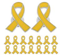 Abaodam 20pcs Yellow Breast Cancer Awareness Ribbon Pins Brooches with Bow Design for Women Shawl Lapel Corsage Breast Cancer Support Accessories