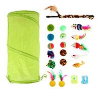 Abaodam 21Pcs Interactive Cat Wand Set Cat Teaser with Pendants Engaging for Indoor Cats Stretchable Design for Bonding Playtime