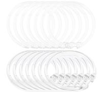 Abaodam 24 PCS Clear Plastic Shower Curtain Rings, Bath Drape Loop Easy Snap Closure Shower Curtain Hooks for Bathroom Shower Window Rod
