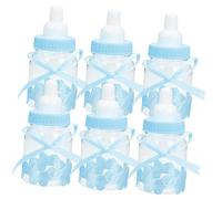 Abaodam 24pcs Baby Shower Candy Bottles Mini Fillable Nursing Bottle Favor Boxes Blue Creative Baptism Party Treat Packaging