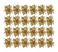 Abaodam 24pcs Christmas Christmas Decor Mini Artificial Flowers Mini Wreath Artificial Glitter Poinsettia Tree Ornaments Silk Poinsettias Decor 10cm Pvc