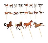 Abaodam 24PCS Farm Animal Birthday Cake Toppers Set Horse Themed Cupcake Dessert Decorations for Party Creative Cake Picks to Enhance Celebration and Photo Appeal