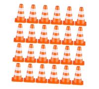 Abaodam 24pcs Mini Orange Construction Cones Traffic for Realistic Tiny Road Signs Playset for Dollhouse Safety Barriers Educational Training Marker Cones for Pretend Play and Learning