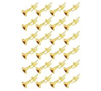 Abaodam 24pcs Mini Trumpet Model Gold Tone Musical Instrument Decor DIY Creative Miniature Trumpet Ornaments for Home Office Craft Collection