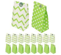 Abaodam 24PCS St Patricks Day Kraft Paper Goodie Bags with Shamrock Design Rustic Irish Treat Pouches for Party Snacks Cookies and Craft Wrapping Easy Seal Favor Packaging for St Patty S