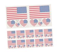 Abaodam 25pcs American Flag Tattoos Decals Heart Shape Stickers Festival Stickers Removable Washable Plastic Temporary Tattoos for Party Decoration