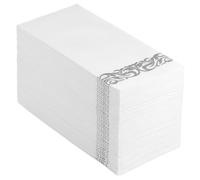 Abaodam 25Pcs Disposable Silver-Edged Napkins Foldable Dinner Tissues for Birthday Wedding Party Banquet Thick Absorbent Pulp Table Serviettes for Elegant Events