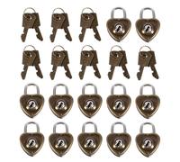 Abaodam 25pcs Retro Iron Heart-Shaped Padlocks with Keys, Mini Heart Lock for Suitcases and Jewelry Boxes, Coffee Colour, Sturdy and Lightweight Gift for Couples