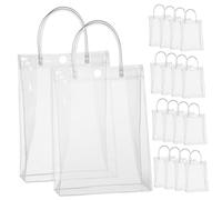 Abaodam 25pcs Transparent Wedding Treat Bags with Comfortable Handles Reusable Large Clear Packaging Pouches for Wrapping Party Favors Heavy Duty Tote Bags for Birthdays and Showers