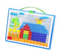 Abaodam 296pcs Mushroom Nail Pegboard Jigsaw Puzzle Educational DIY Creative Set for Early Childhood Development Hand Eye Coordination Logic Thinking Bright Safe Plastic Random Color