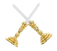 Abaodam 2Pcs 1:12 Scale Miniature Alloy Candle Holders Non-luminous Doll House Candlesticks House Accessories for Wedding Party