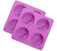 Abaodam 2pcs 4-Cavity Round Double-Sided Silicone DIY Soap Molds for Handmade Soap Making and Scented Plaster Crafting, Cake and Candy Baking Mold Set for Home Use