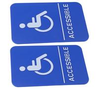 Abaodam 2pcs Ada Compliant Blue Handicap Parking Signs with Braille, Weatherproof Plastic, 9 X 6 Inch, for Accessible Areas and Entrances in Hospitals and Schools