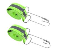Abaodam 2pcs Adjustable Elastic Car Cover Straps Fluorescent Green Reflective Safety Tape, High Visibility Automotive Reflective Strip for Travel, Camping, and Vehicle Protection