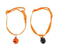 Abaodam 2pcs Adjustable Halloween Collar for Cats and Dogs with Adorable Pumpkin Ghost Pendant, Comfortable Denim Material, for Party and Halloween Celebrations