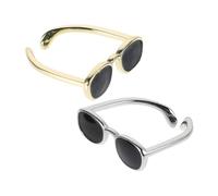 Abaodam 2Pcs Adjustable Open Band Eyeglasses Rings for Women Vintage Finger Eye Rings Creative Fashion Nail for Teens Couples Jewelry