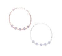 Abaodam 2pcs Adjustable Rhinestone Dog Necklace Silver Rose Gold Pet Collar Jewelry for Cats and Dogs Comfortable Cooperized Silver Material Fashionable Accessory for Social Events and