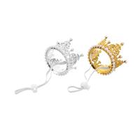 Abaodam 2pcs Adjustable Sparkling Pet Birthday Party Hats for Small Dogs and Cats Lightweight Comfortable Crown Tiara Headband for Kitten Puppy Celebration Accessories