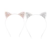 Abaodam 2pcs Adorable Glitter Cat Ears Headbands, Lightweight Alloy Hair Accessories, Multi-function and Portable Design for Holiday Carnival and Stage Performance