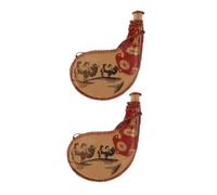 Abaodam 2pcs Ancient Style PU Leather Bota Bags for Wine Water Portable Liquid Storage with Generous Capacity Durable Easy to Clean Unique Historical Design for Hiking Outdoor Activities