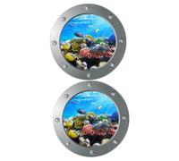 Abaodam 2pcs Animals Wall Sticker Self-Adhesive Ocean Animal Decals for Bedroom and Living Vivid Sea World Mural for Smooth Surfaces Underwater Scene Decoration