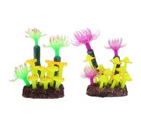 Abaodam 2pcs Artificial Coral Reef Fish Tank Decorations Silicone Sea Anemone Aquarium Ornaments for Freshwater Saltwater Realistic Coral Figurines for Aquarium Landscaping and Home