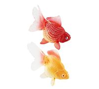Abaodam 2Pcs Artificial Goldfish Figurines PVC Simulation Fish Model Floating Fish Ornaments Yellow and Red Gilded for Desktop and Aquarium