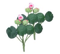 Abaodam 2PCS Artificial Lotus Flower Branches Small EVA Lotus Simulation Flowers Faux Floral Arrangement for Home Office Temple Decoration