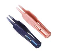 Abaodam 2pcs Baby Nose Cleaning Tweezers Luminous Round Tip Silicone Soft Head Clip for Infant Nasal Care and Earwax Removal Toddler Safe Nose Cleaner Kit Rose Gold Blue
