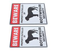 Abaodam 2Pcs Beware of Dog Sign Metal Warning Signs for Yard Fence Outdoor - Rottweiler Property Alert to Deter Trespassers - Sturdy Dog on Property Safety Plate
