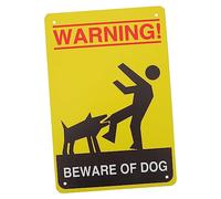 Abaodam 2Pcs Beware of Dog Signs Warning Plaques for Indoor Outdoor Use Vintage Metal Garden Wall Art with Nail Highly Visible Yellow Black Red Caution Signs for Safety