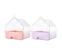 Abaodam 2Pcs Bird Bath Tub Transparent Hanging Shower Box with Drawer Design Versatile Parrot Bathing Tub for Parakeets Cockatiels and Small Birds Space Saving Cage Accessory
