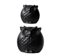 Abaodam 2pcs Black Ceramic Owl Shaped Figurines Set, Delicate Cartoon Style Desktop Decoration for Indoor Desktop Decor, Not Easy to Knock over Animal Decor
